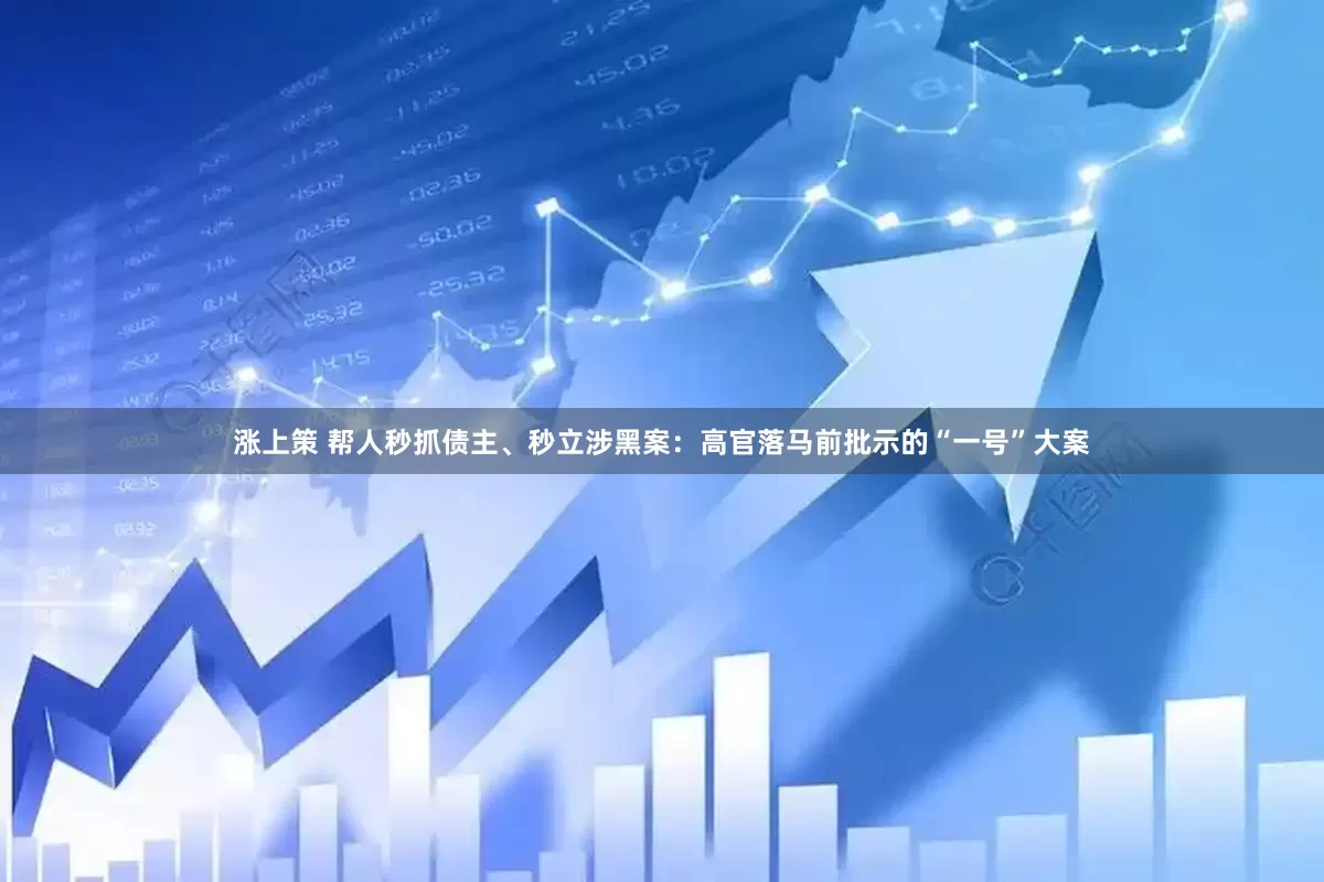 涨上策 帮人秒抓债主、秒立涉黑案：高官落马前批示的“一号”大案