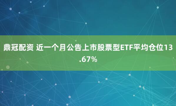 鼎冠配资 近一个月公告上市股票型ETF平均仓位13.67%